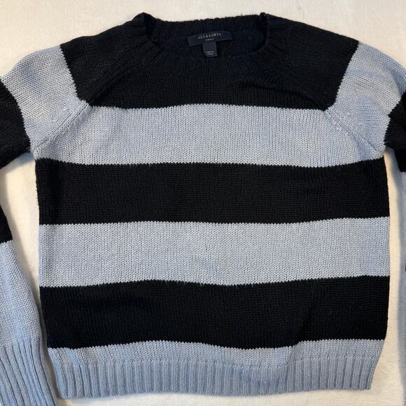 Rag & Bone Blue Black Stripe Lou Pullover Sweater Small Alpaca - Picture 4 of 8
